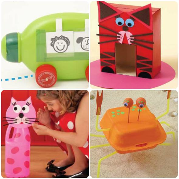 Potes de Iogurte e Margarina: Bases para Carrinhos e Blocos de Montar - inspiração 1