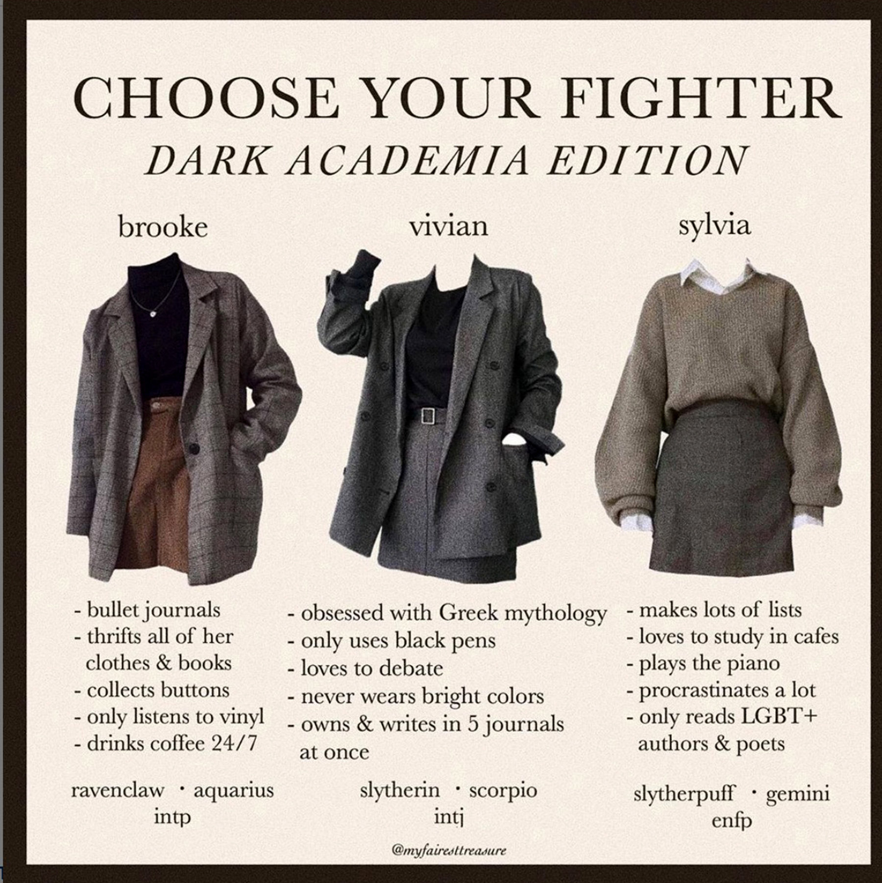 Peças-chave para um guarda-roupa Dark Academia - inspiração 2