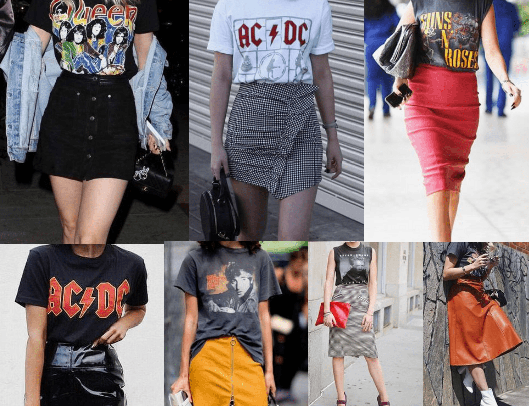 O Toque Feminino: Saias e Vestidos Que Abraçam a Camiseta Rocker - inspiração 2