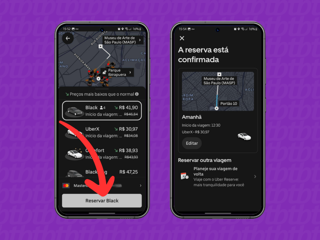 como agendar uma viagem no uber