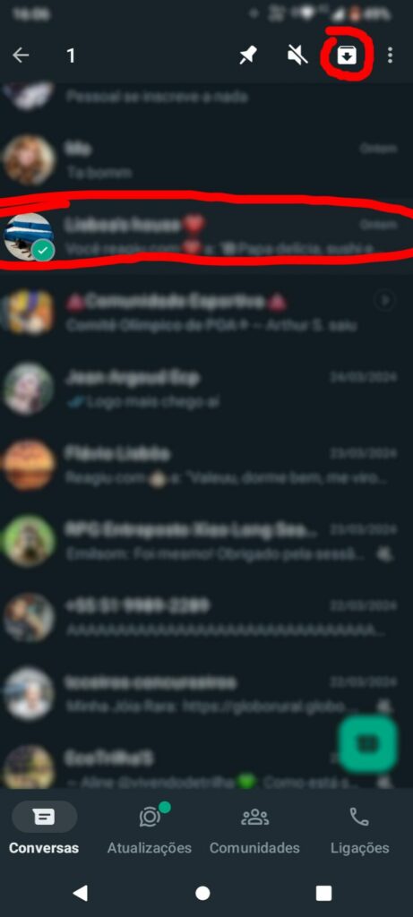 como arquivar conversas antigas