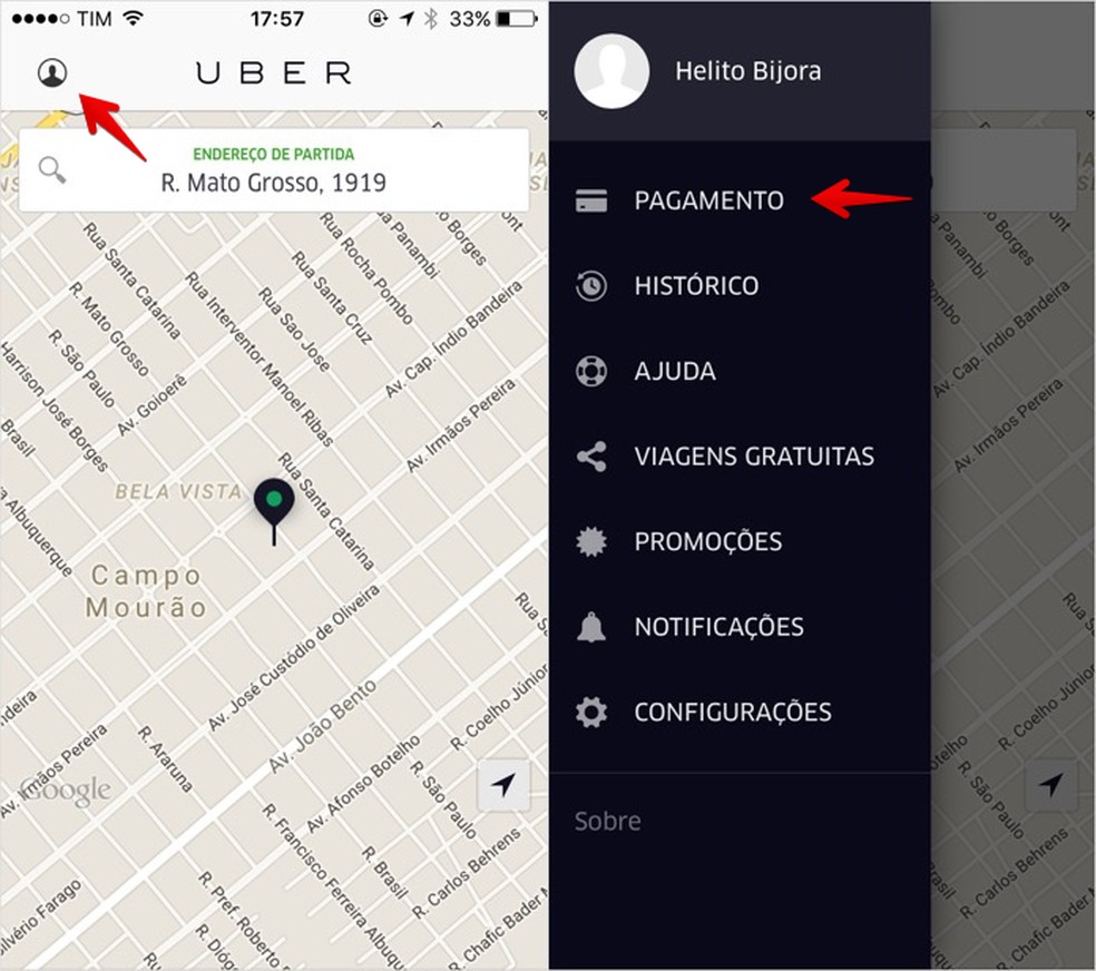 como cadastrar cartão na uber