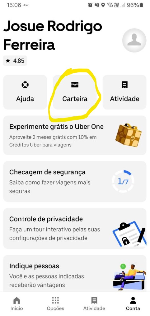 melhores cartões para cadastrar na uber