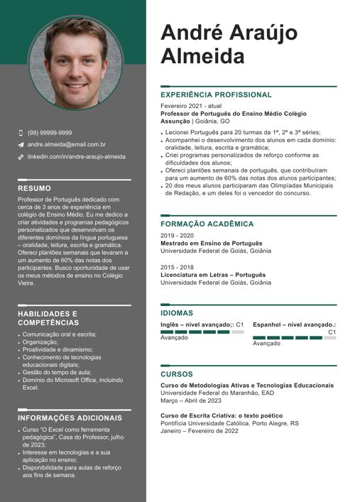 como colocar cursos em andamento no curriculo