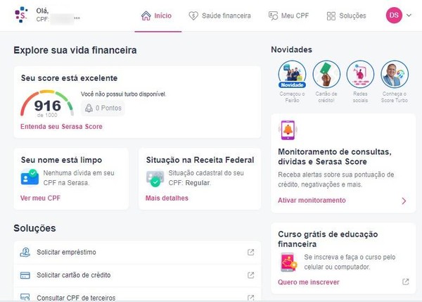 como consultar meu nome no serasa