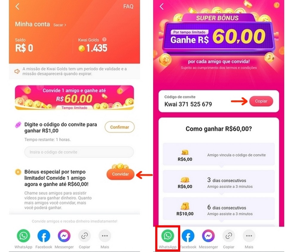 como convidar amigos no kwai