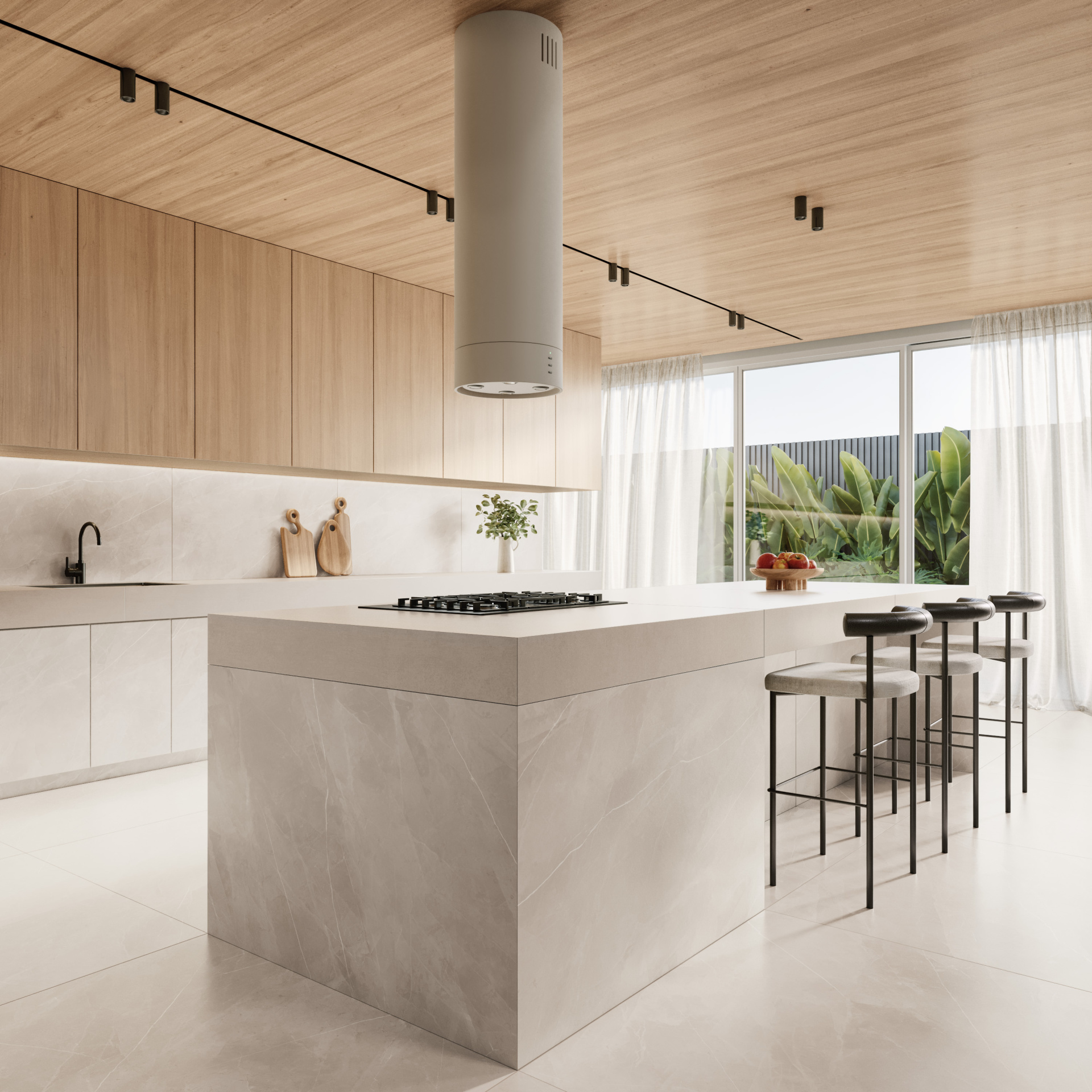 inspiração móveis de porcelanato para sala de jantar