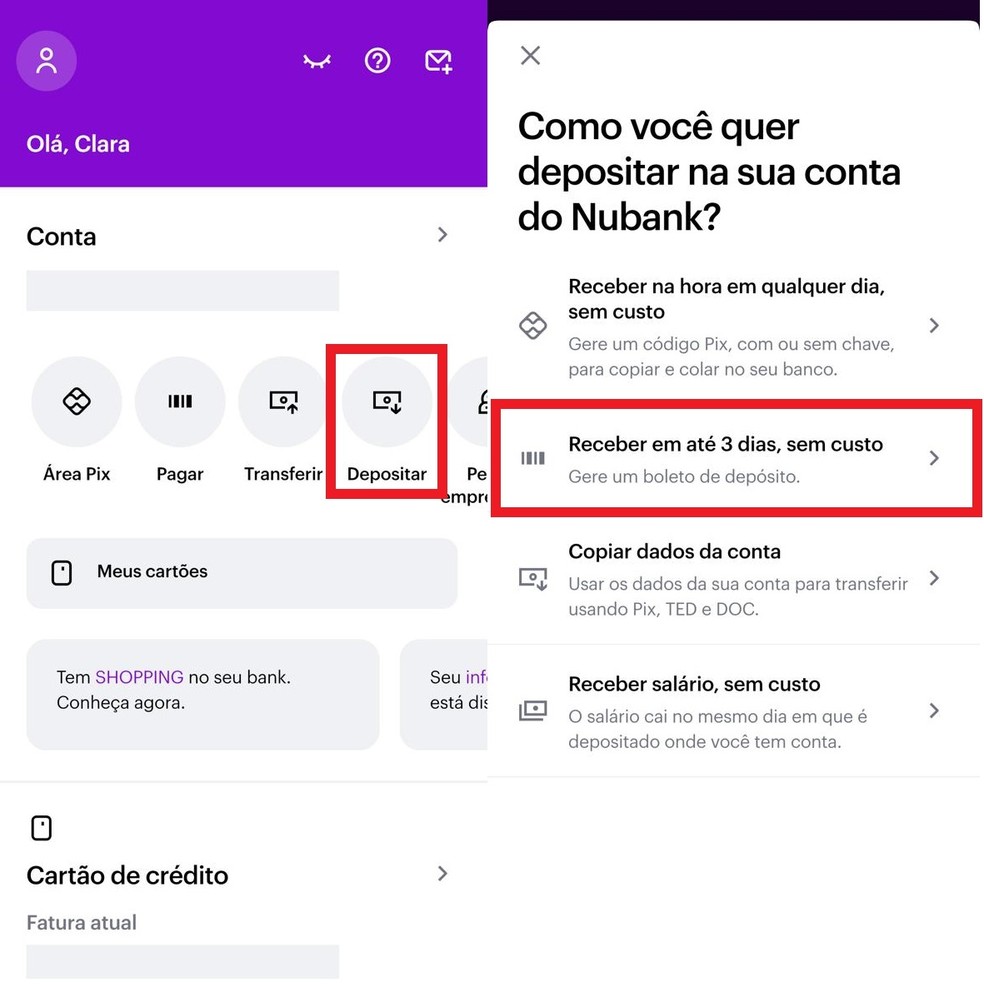 como depositar dinheiro em banco digital