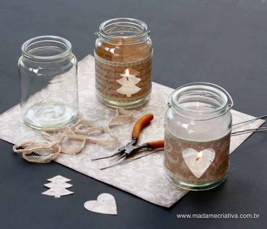 como fazer luminaria com pote de vidro