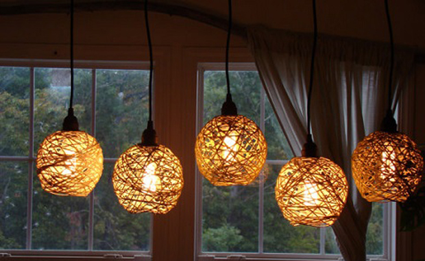 como fazer luminaria de barbante passo a passo