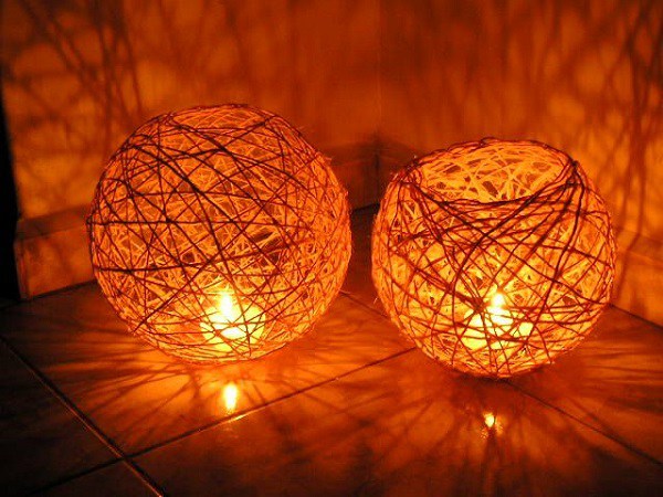 como fazer luminaria de barbante passo a passo