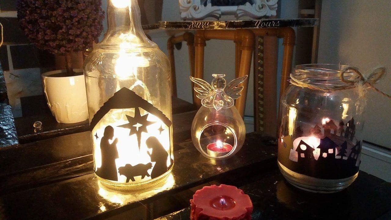 como fazer luminaria de garrafa de vidro