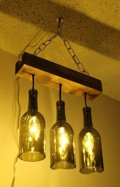 como fazer luminaria de garrafa de vidro