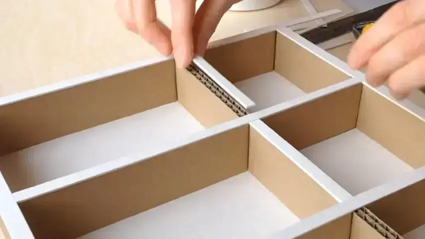 como fazer organizador de gaveta de papelão