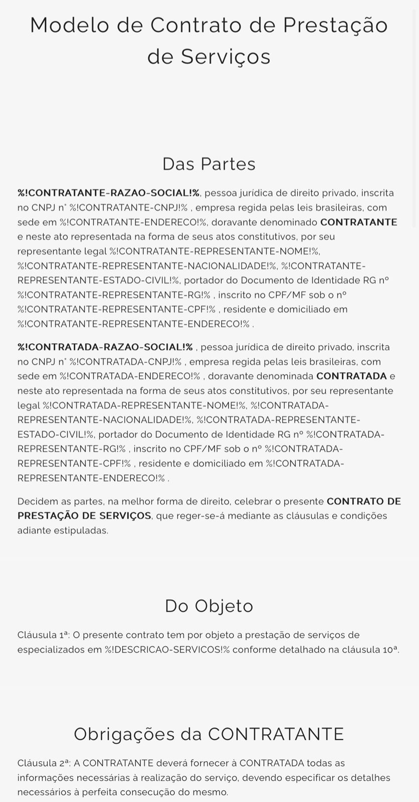 como fazer contrato de prestação de serviços passo a passo