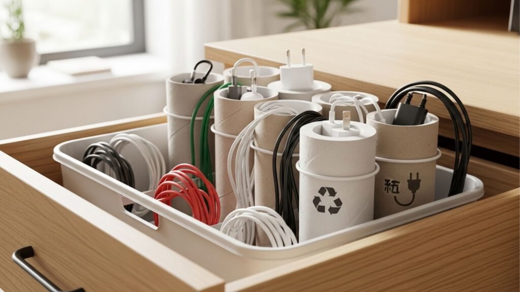 ideias criativas para organizar cabos em casa