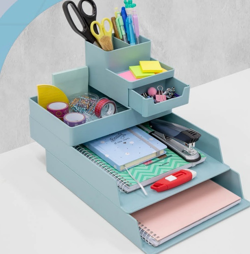 como fazer um organizador de escritório de biscuit