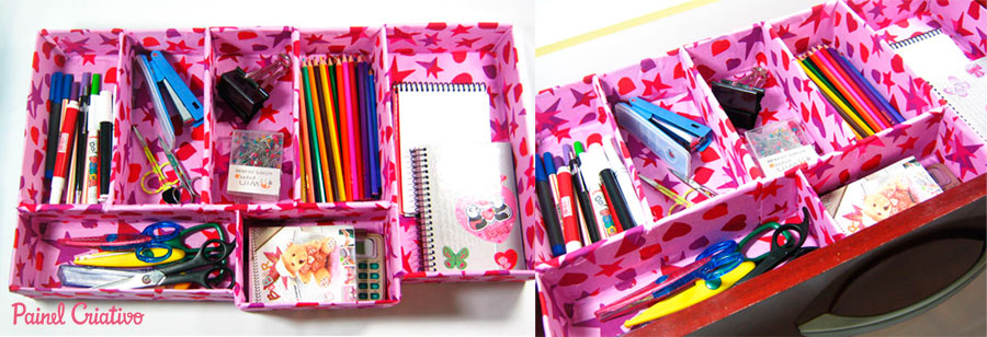 como fazer um organizador de escritório de caixa de leite