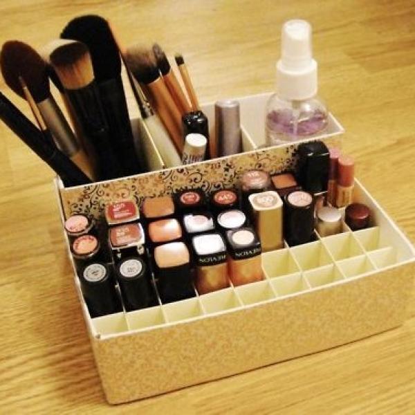 como fazer um organizador de maquiagem de gesso