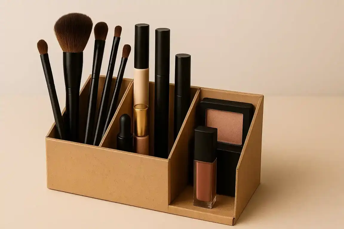 como fazer um organizador de maquiagem de rolo de papel higiênico