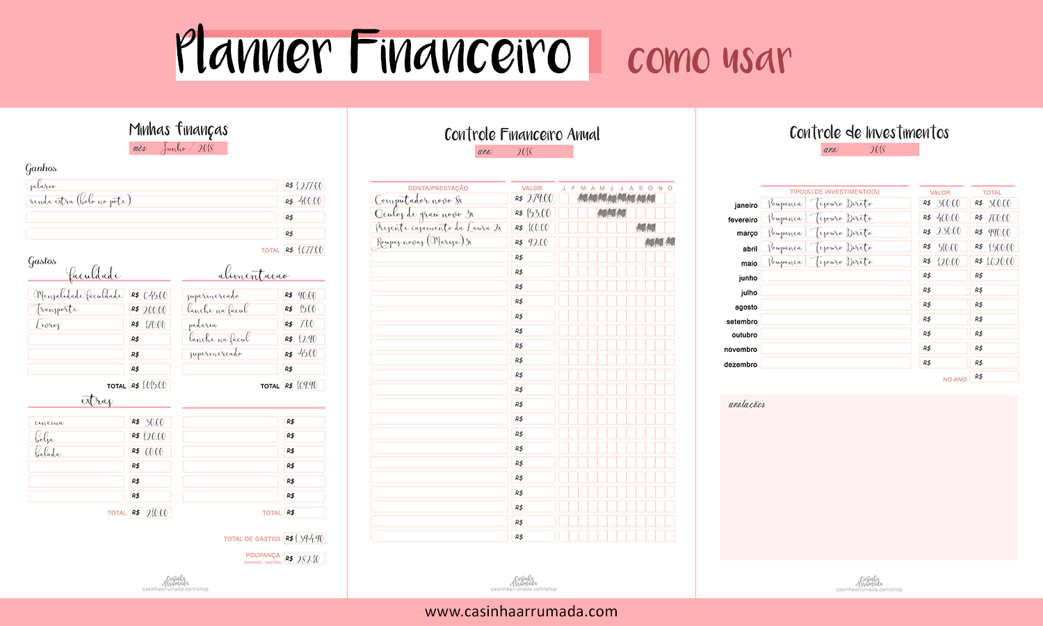 como fazer um planner financeiro simples