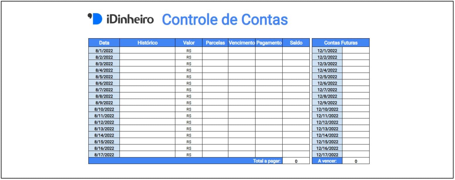 como fazer um planner financeiro simples