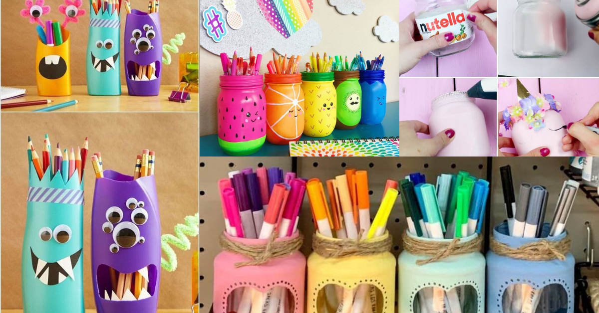 Ideias de porta-lápis reciclados