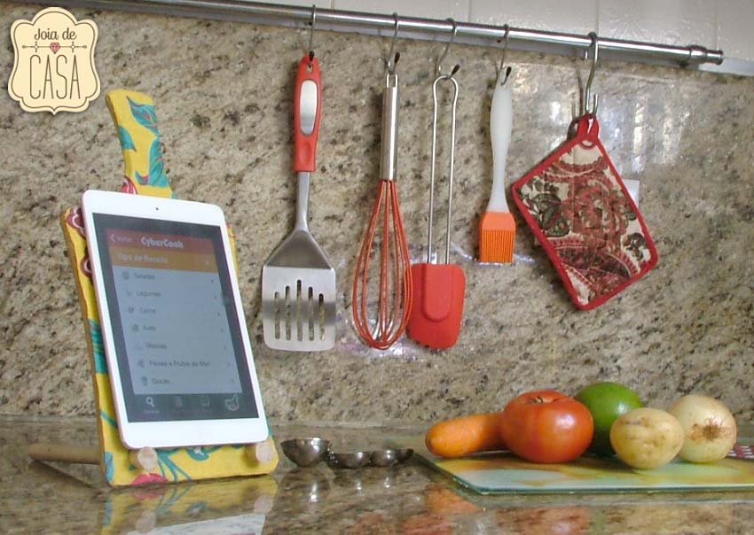 como fazer um suporte para tablet de tecido