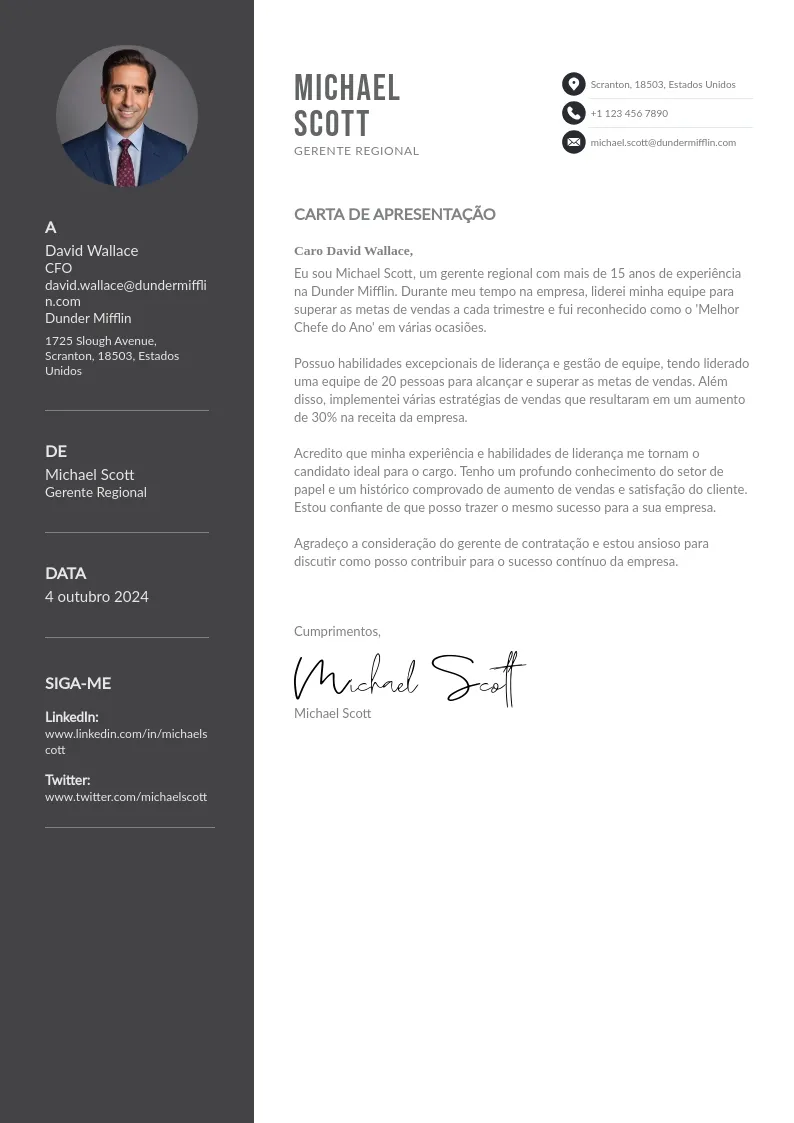 exemplos de cartas de apresentação para diferentes áreas