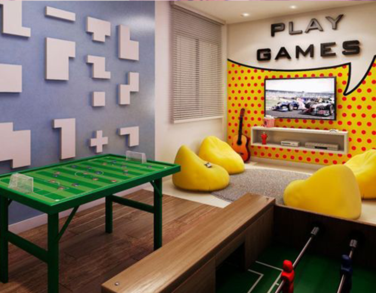 como organizar a área de lazer com sala de jogos