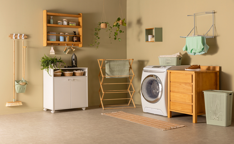 como organizar a área de serviço com balde