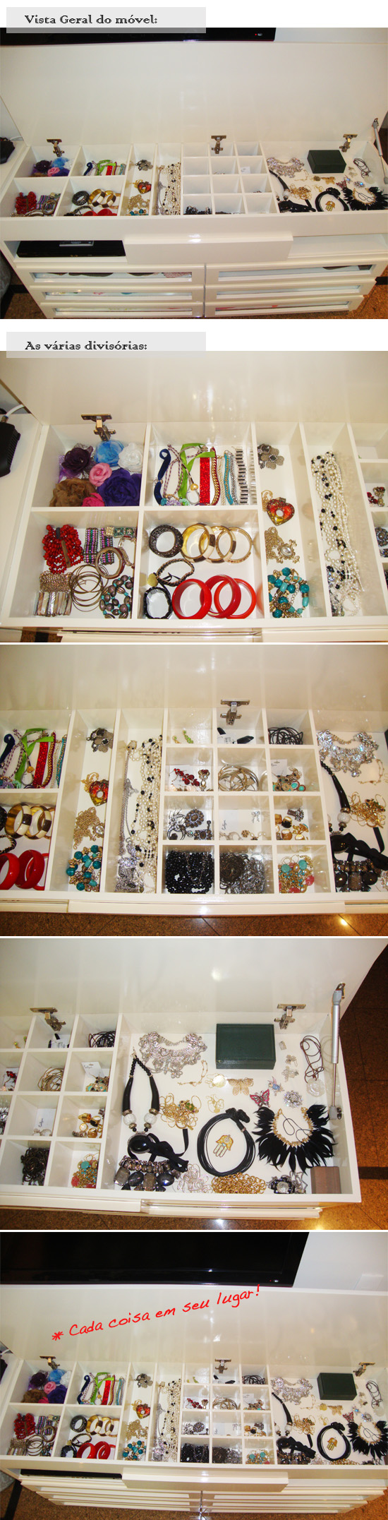 como organizar a gaveta de bijuterias