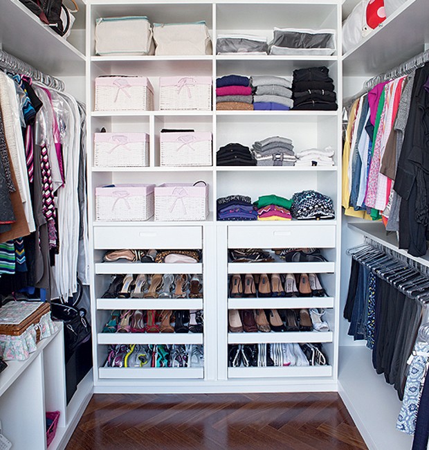 como organizar o armário de sapatos de tecido