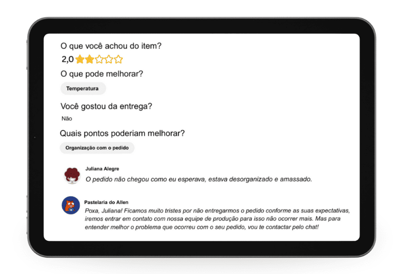 Modelos de respostas para avaliações negativas comuns