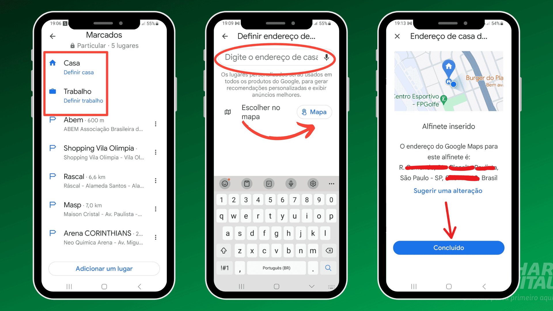 como salvar endereço de casa no gps