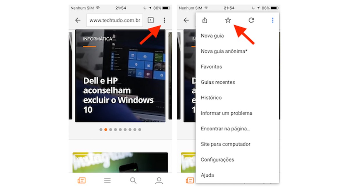 como salvar sites nos favoritos