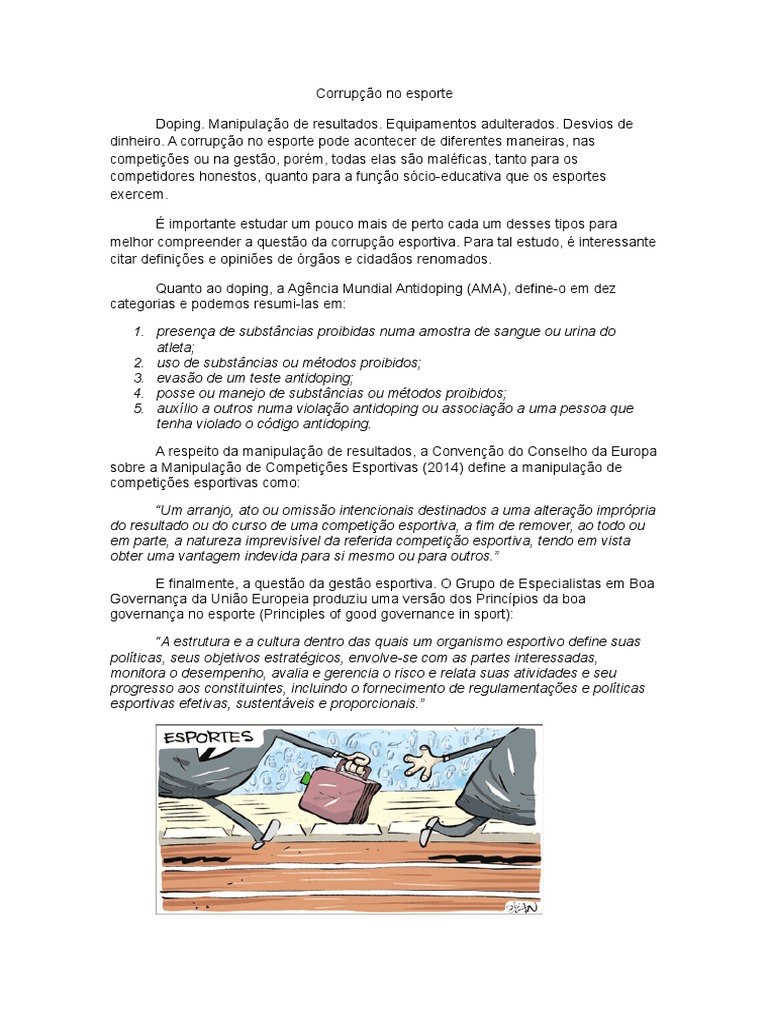 corrupção no esporte redação