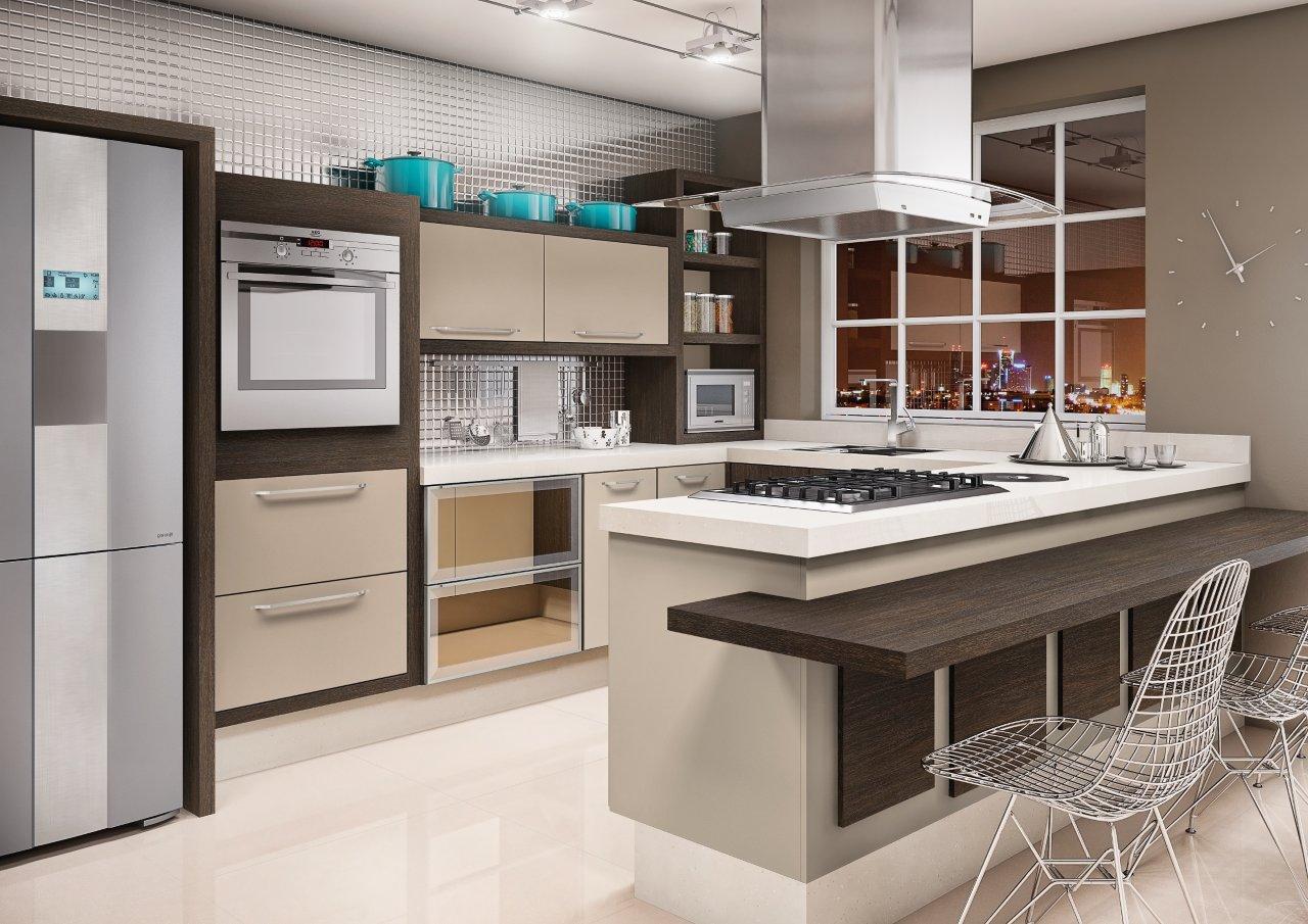 cozinha americana pequena com sala integrada