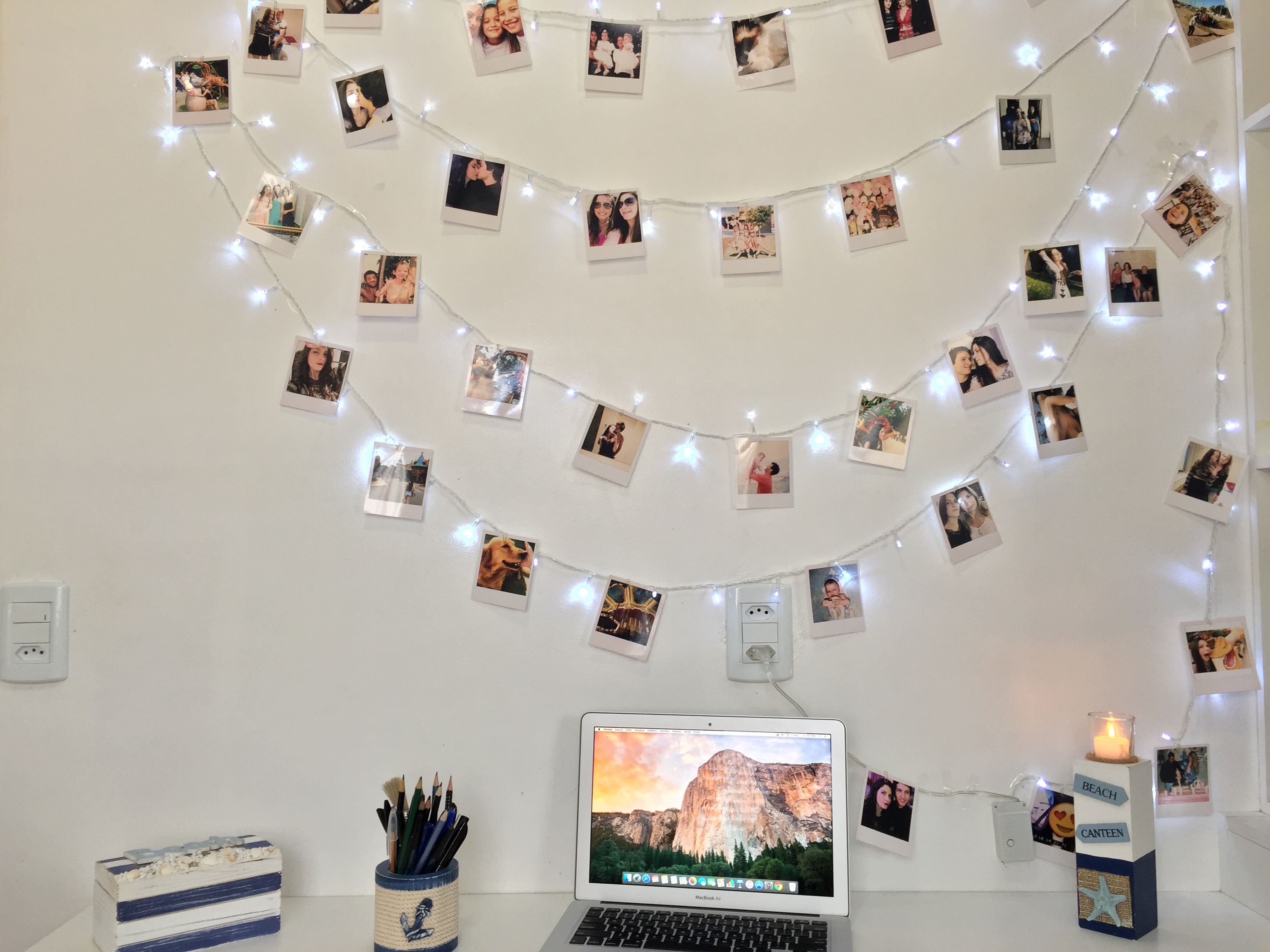ideias criativas para decorar com polaroids