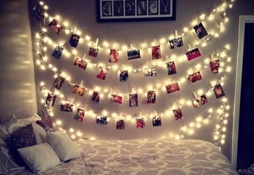 decoração de quarto com luzes de natal