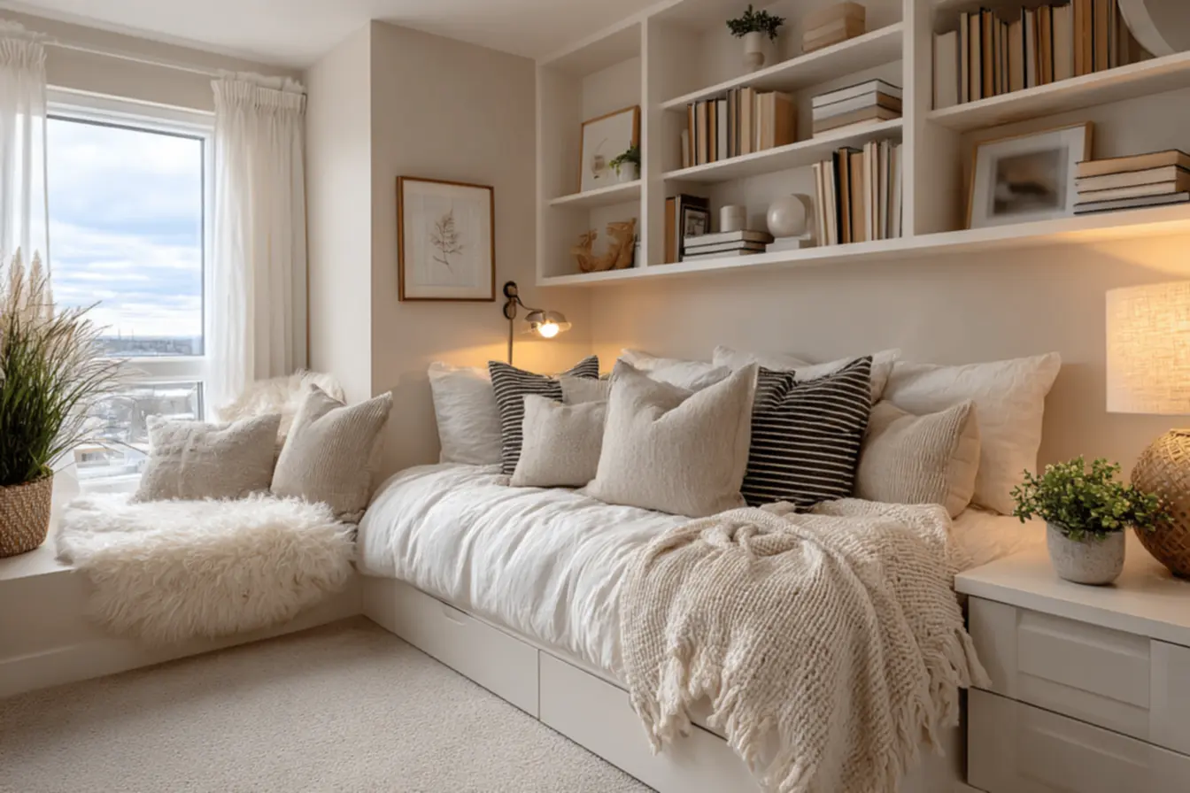 quarto de solteira com luzes de fada