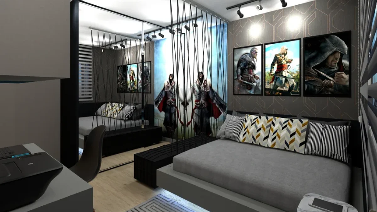 ideias de decoração quarto de solteiro masculino gamer