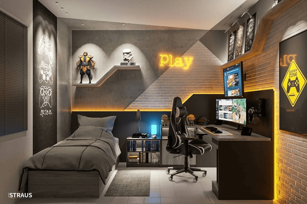 ideias de decoração quarto gamer simples