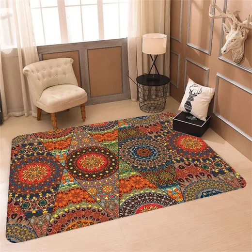 decoração de sala com tapete geometrico