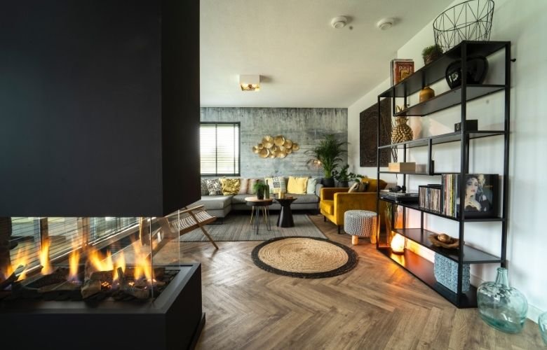 ideias decoração industrial metal sala