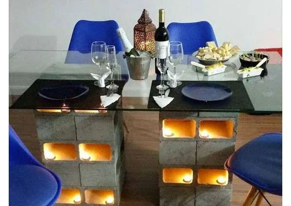 dicas para escolher a melhor mesa de jantar de bloco de concreto