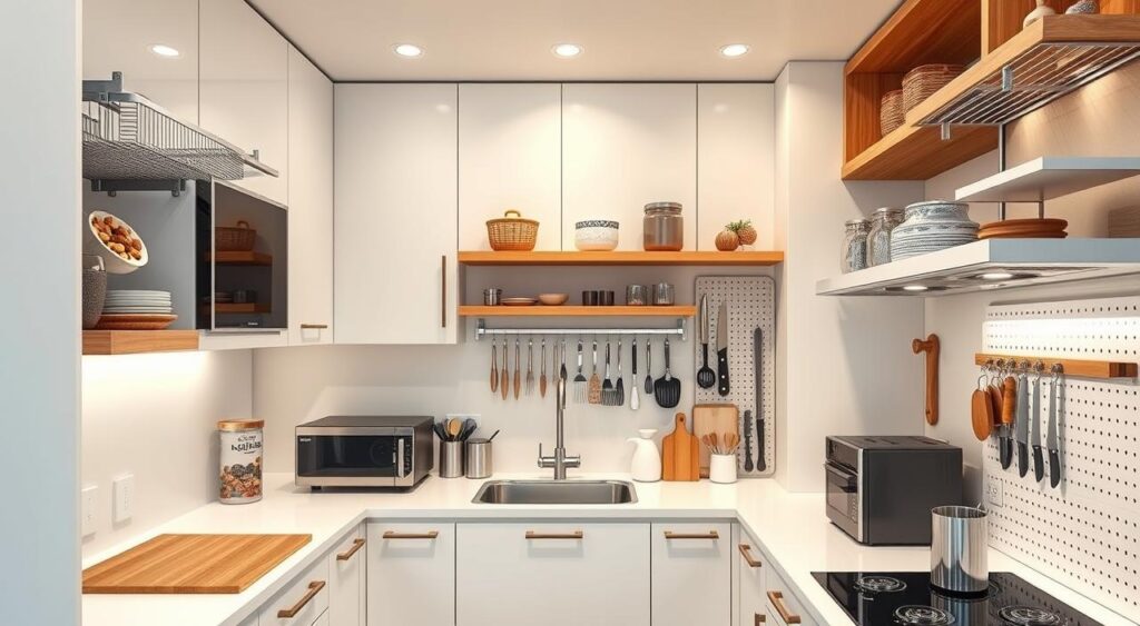 ideias criativas para organizar cozinha pequena