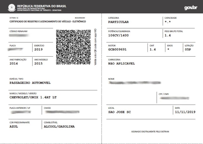documento do carro digital crlv
