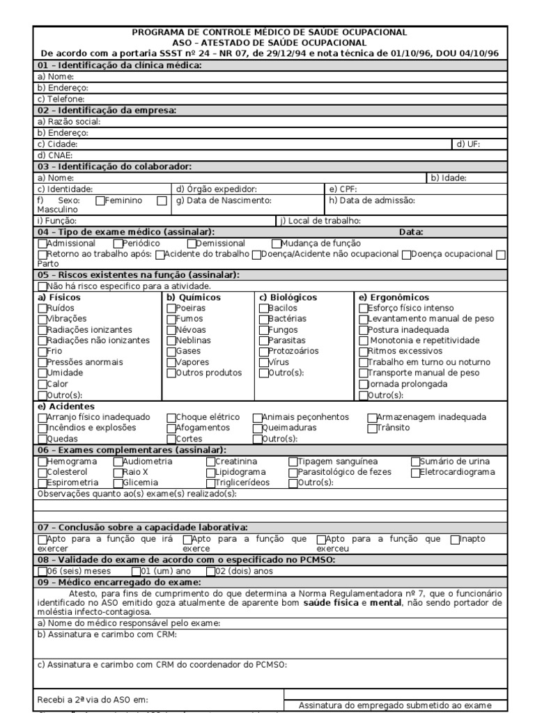 o que pode reprovar no exame admissional