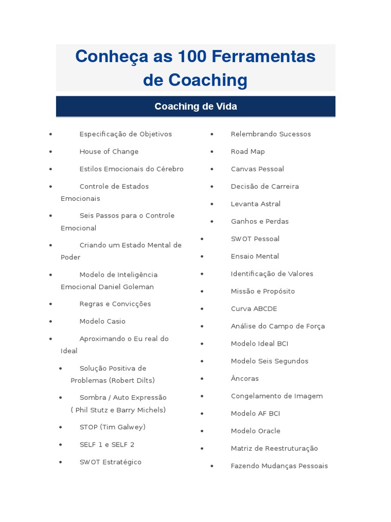ferramentas de coaching para carreira